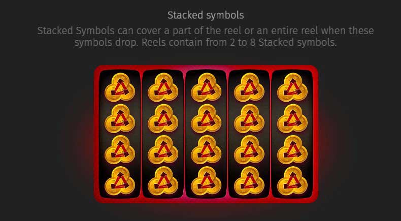 Dragon's Gold 100 slot game stacked symbols